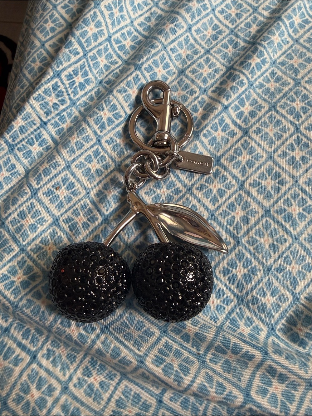 Coach Black Crystal Cherry Bag Charm Keychain